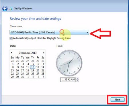 Thiết lập múi giờ Windows 7