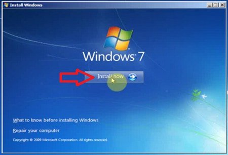 Bắt đầu cài đặt Windows 7