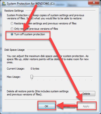 Cách tối ưu hóa Windows 10 - Tắt System Restore