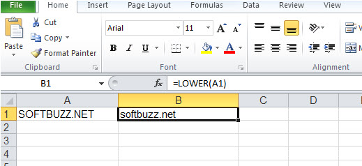 Kết quả sau khi chuyển chữ hoa thành chữ thường trong Excel