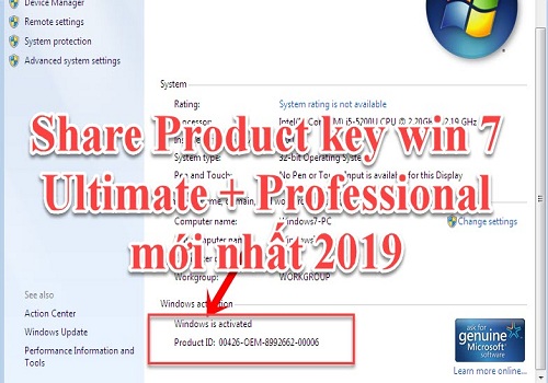 Share Product Key Win 7 Ultimate 64Bit/ 32Bit Mới Nhất 2020