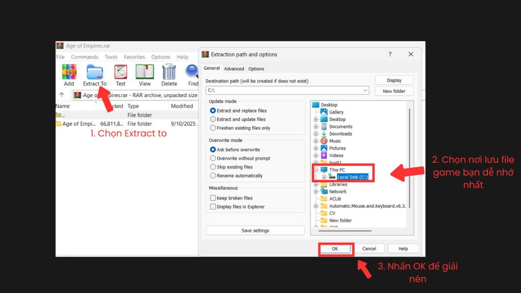 Giải nén file game Giải nén file game
