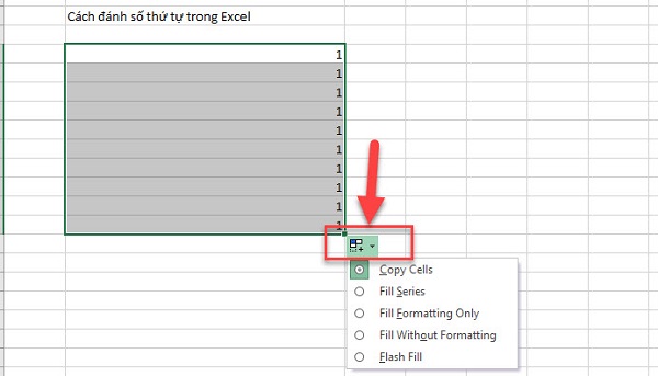 5 Cách đánh số thứ tự trong Excel 2010 đơn giản nhất 9