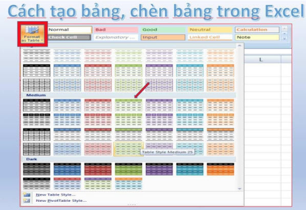 Hướng dẫn cách tạo bảng trong Excel 2010, 2013, 2016 chi tiết nhất