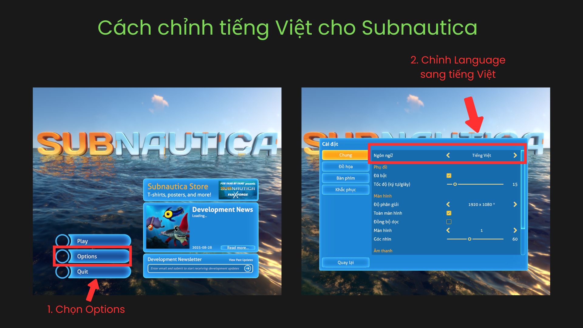 Chỉnh tiếng Việt cho Subnautica
