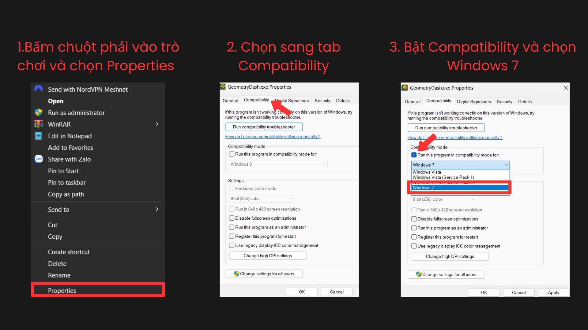 Bật chế độ Compatibility