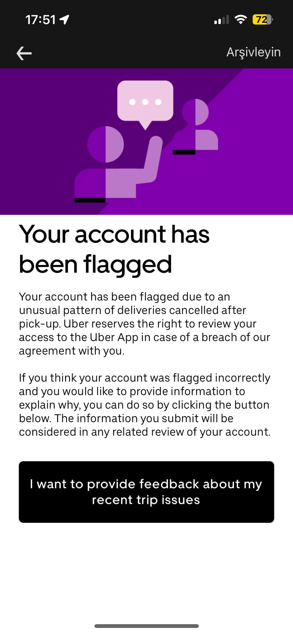 Your account has been flagged