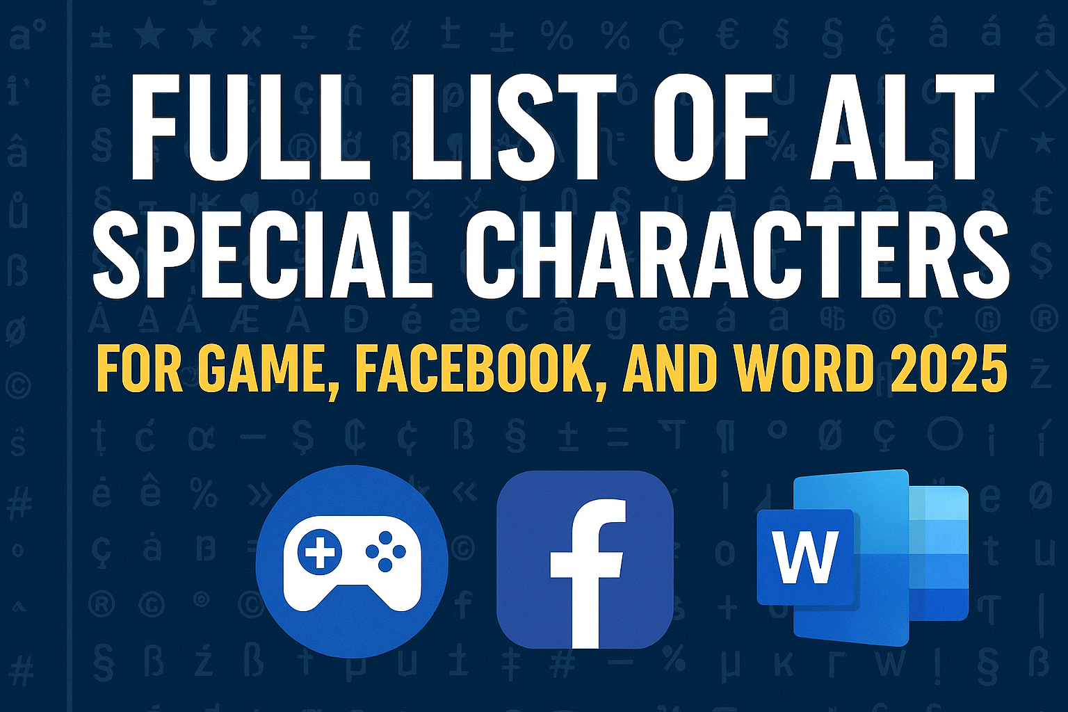 Full List of ALT Special Characters