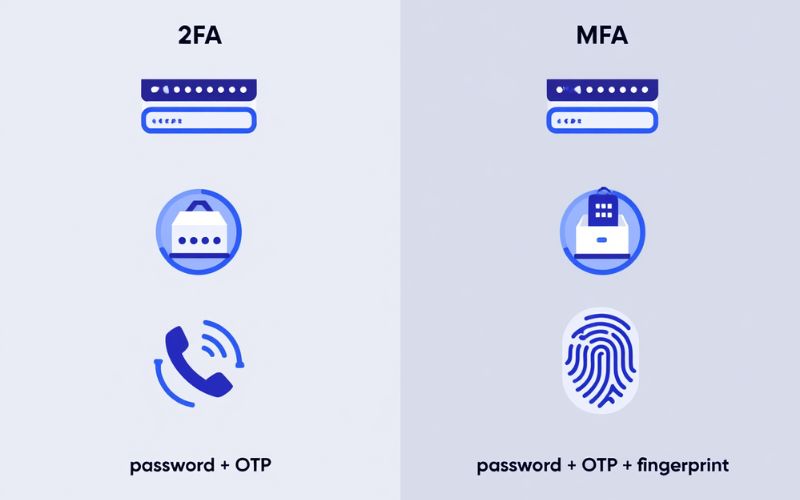 Infographic comparing MFA vs 2FA