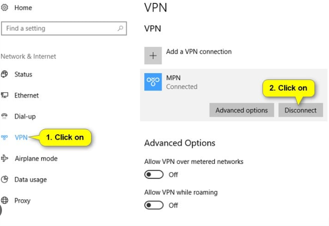 Disconnect VPN on your computer