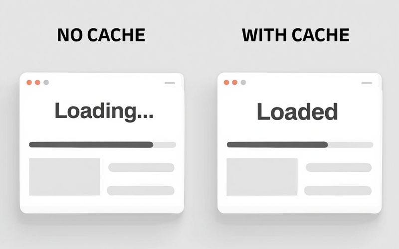 Speed ​​comparison with and without cache