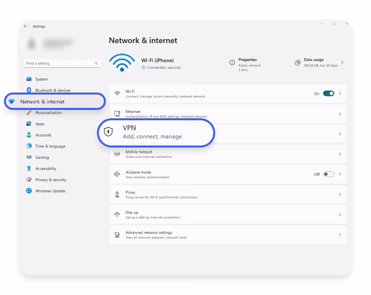 Network settings