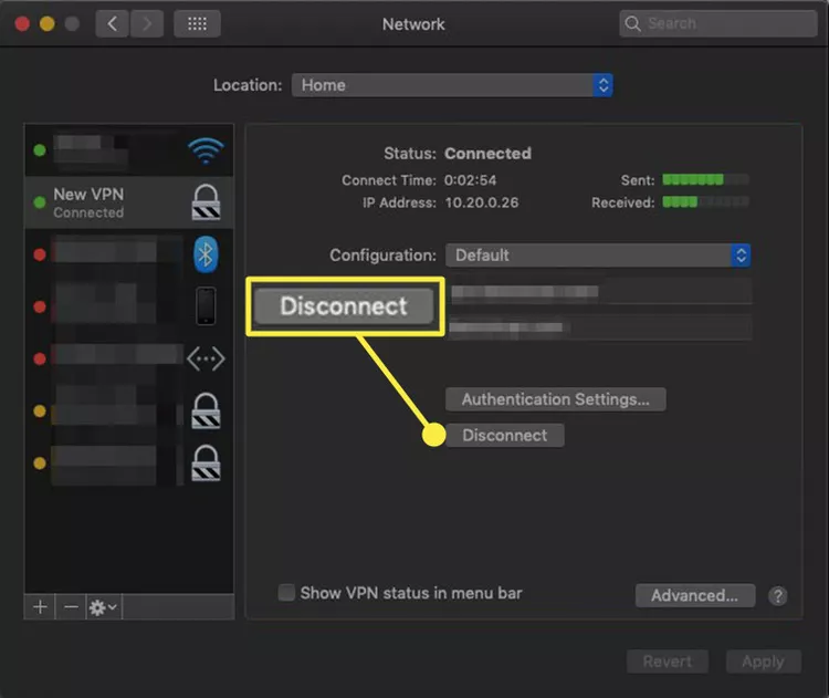 Disconnect VPN on MacOS