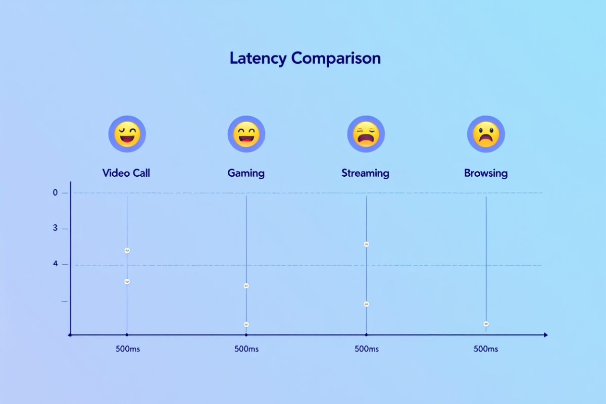 What Is Network Latency? A Simple Guide for All Users 1 Chart showing how different latency levels affect online activities