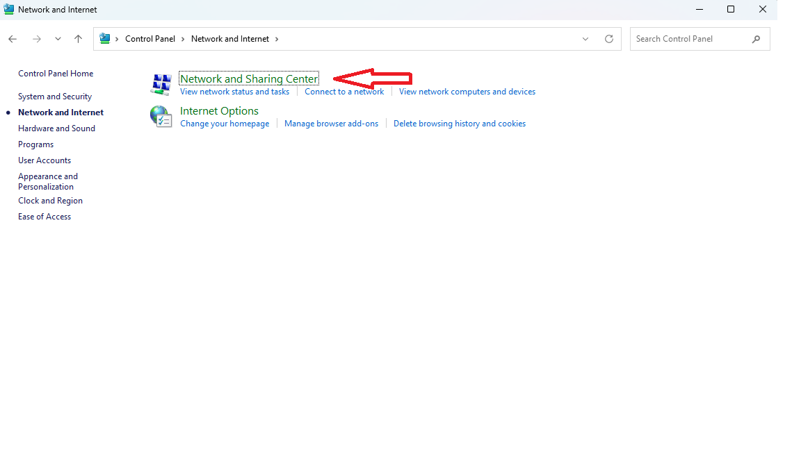 network sharing center