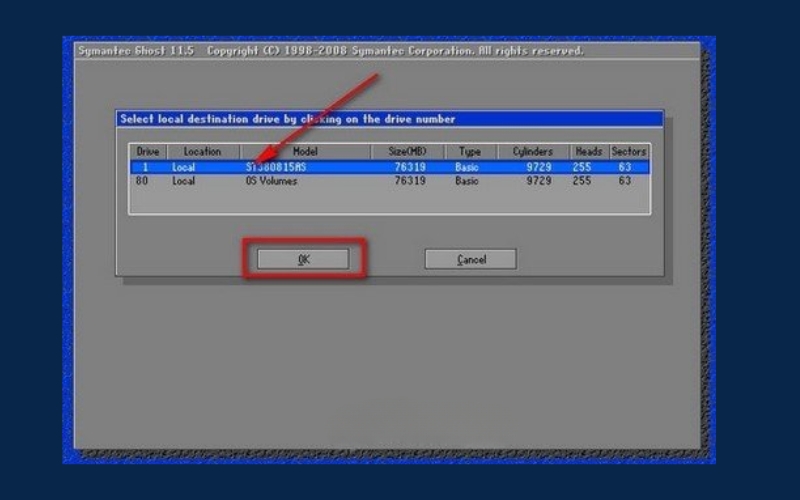Detailed Guide to Ghost Win 7 Using USB with Images 10 Select the correct hard drive you are going to ghost Win 7