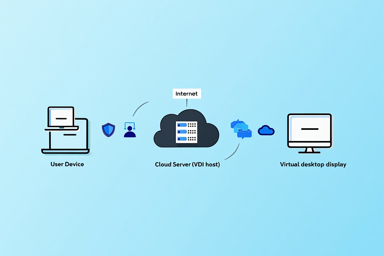 What is a Virtual Desktop? Everything You Need to Know in 2025 1 Diagram showing virtual desktop connection via cloud infrastructure