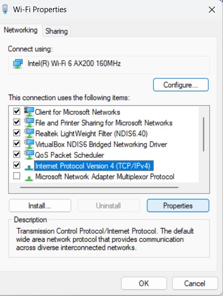 Open internet protocol version 4(TCP/IPv4)