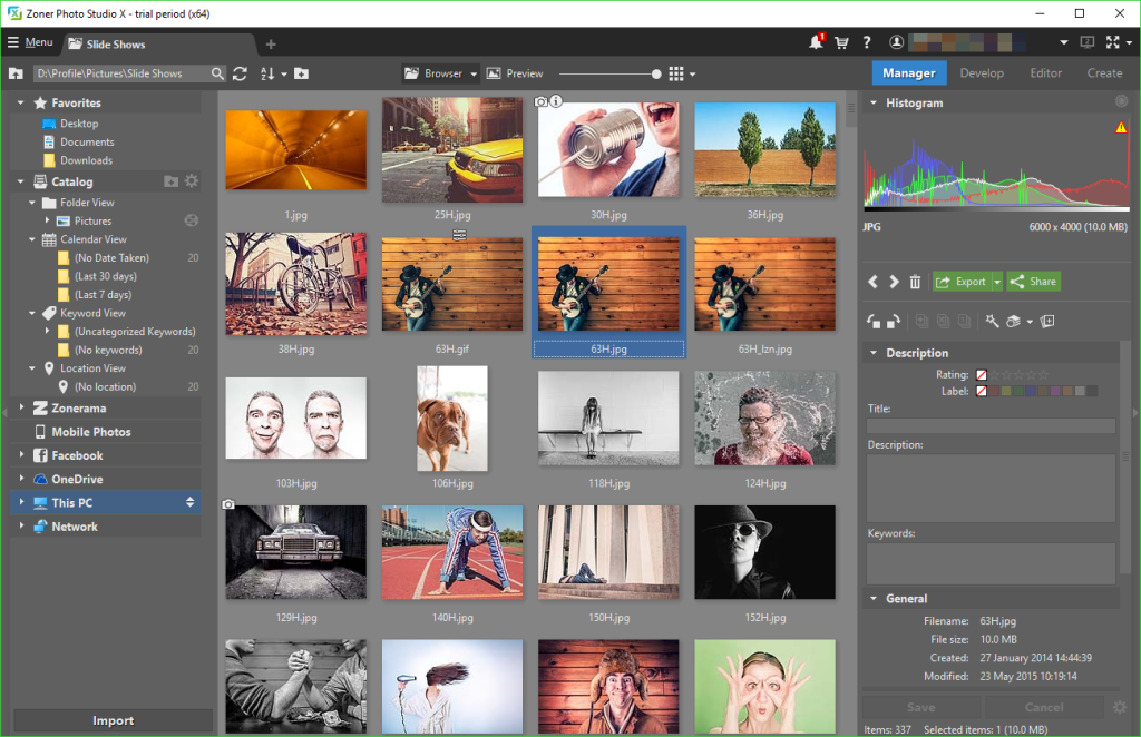 Zoner Photo Studio X is created for users with digital cameras, scanners, and mobile devices