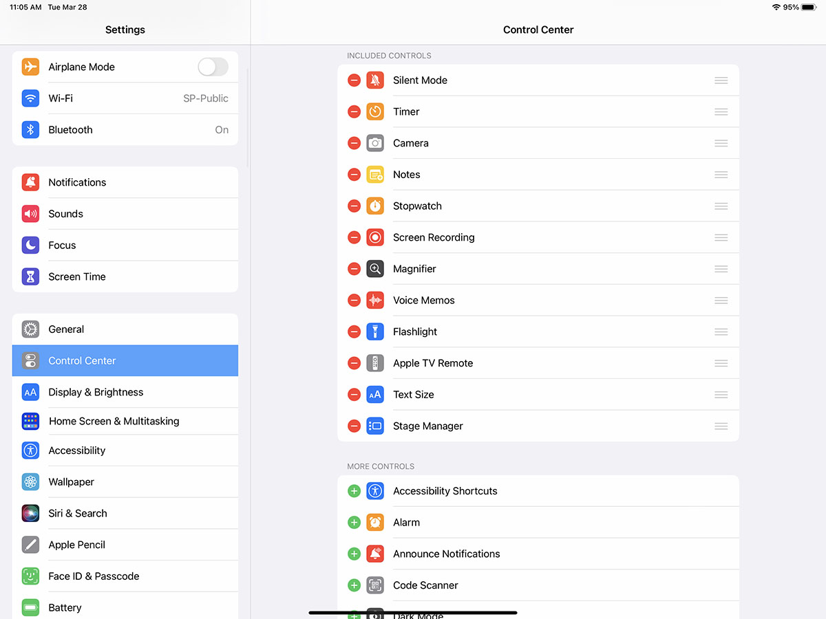 Open control center