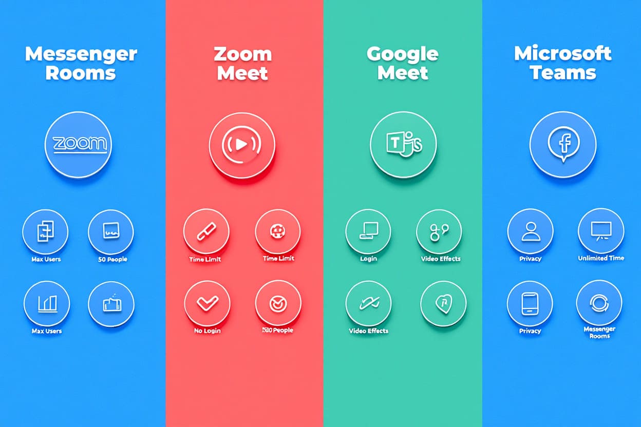 Messenger Rooms vs. Zoom, Meet & Teams