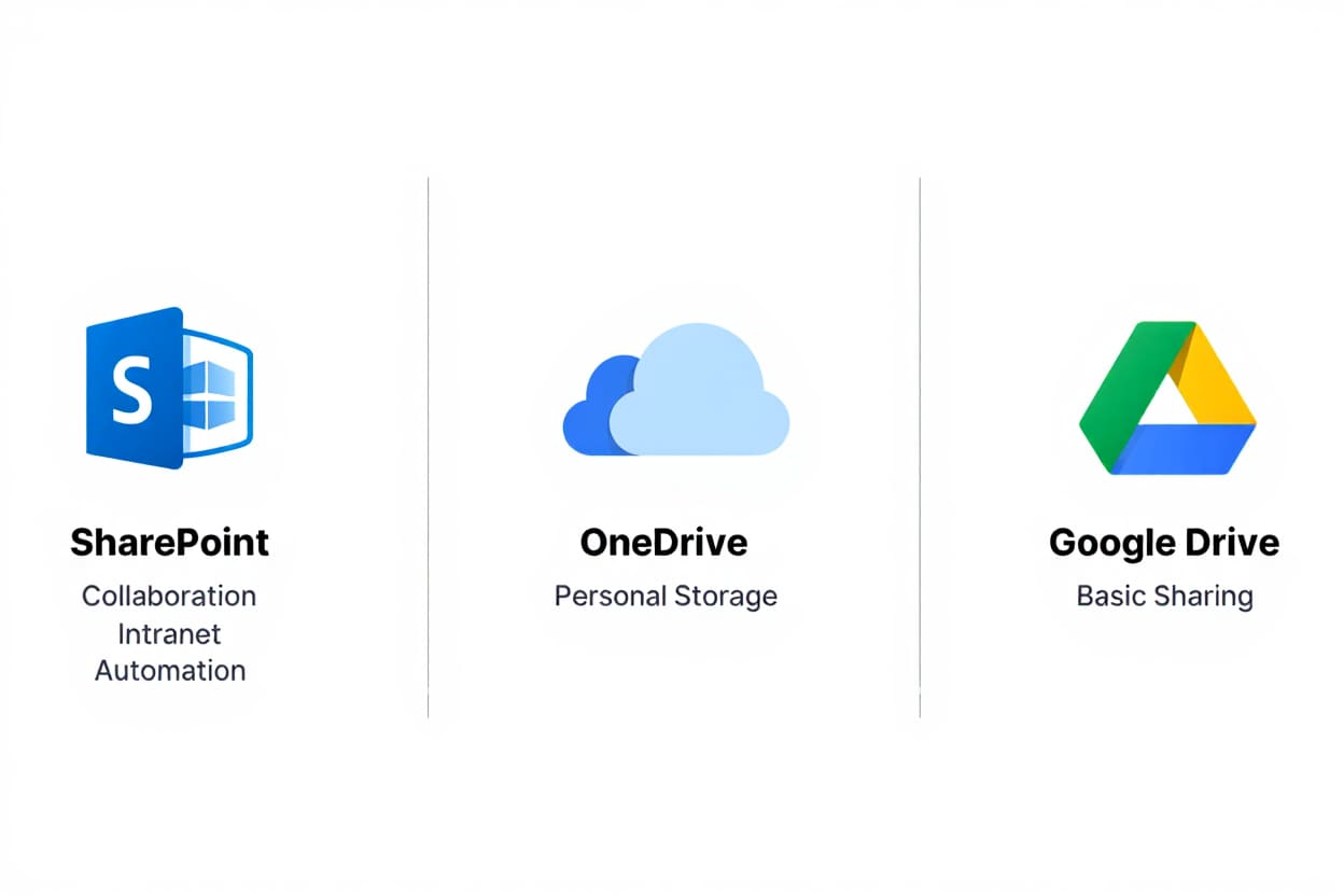 SharePoint vs OneDrive vs Google Drive: Key Differences
