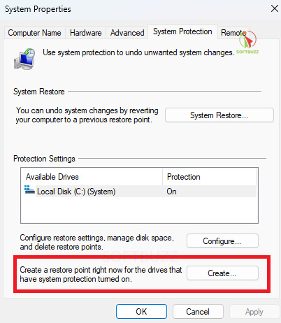Create a System Restore Point