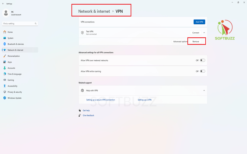 Remove VPN profile