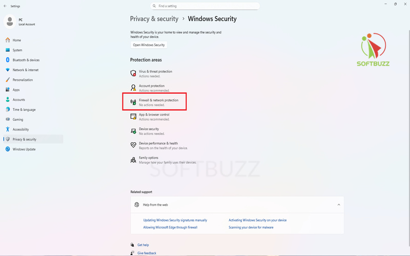 Select Firewall & network protection