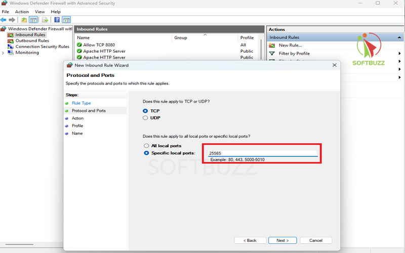 Select Protocol and Port