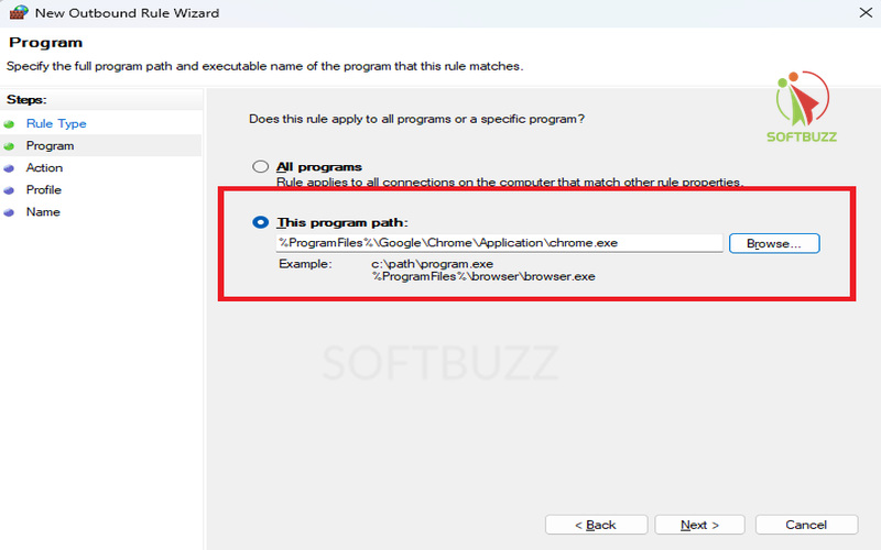 Select This program path