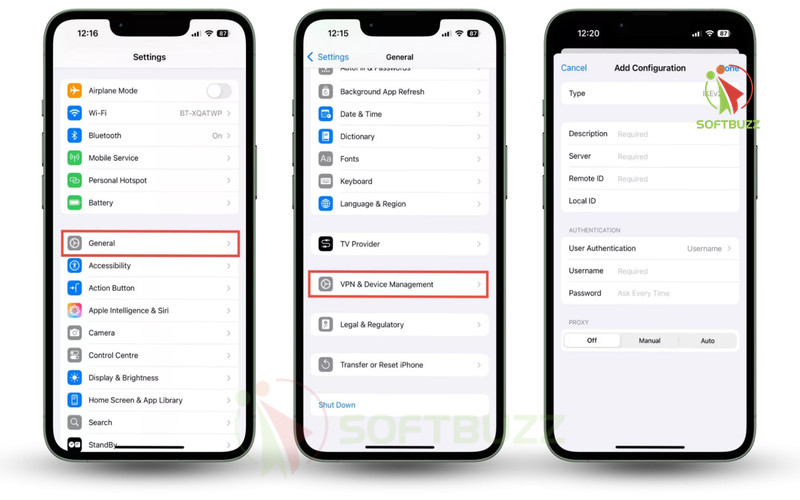 Open Settings General VPN & Device Management