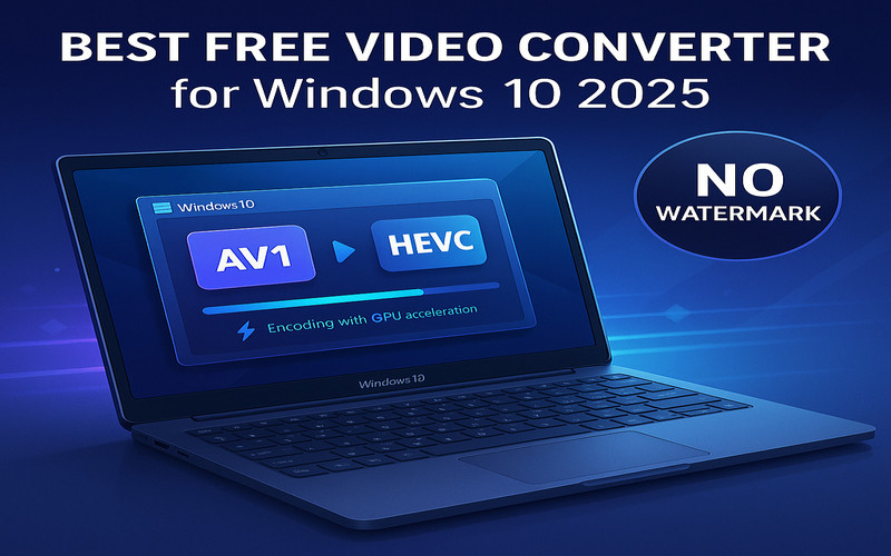 Best free video converter for Windows 10 2025 with support for AV1 and HEVC, fast and 100% watermark-free.