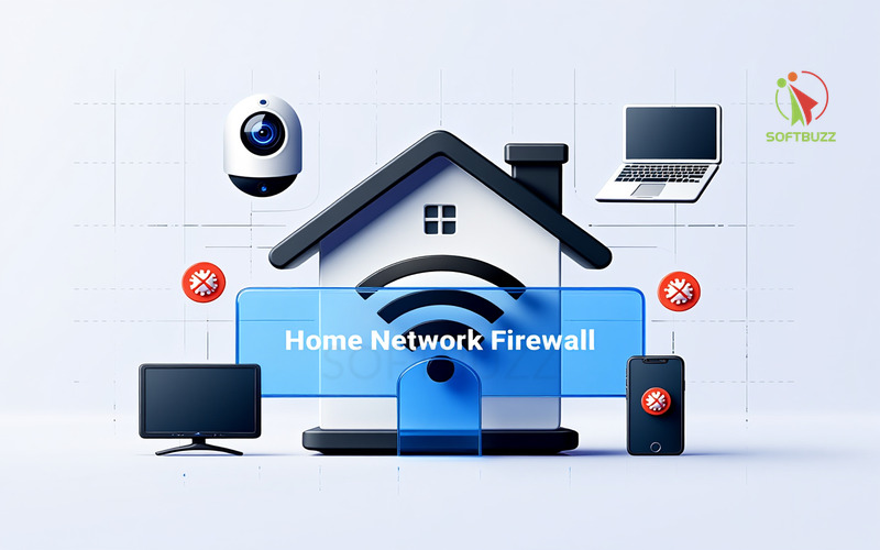 Simple illustration of firewall on home network protection