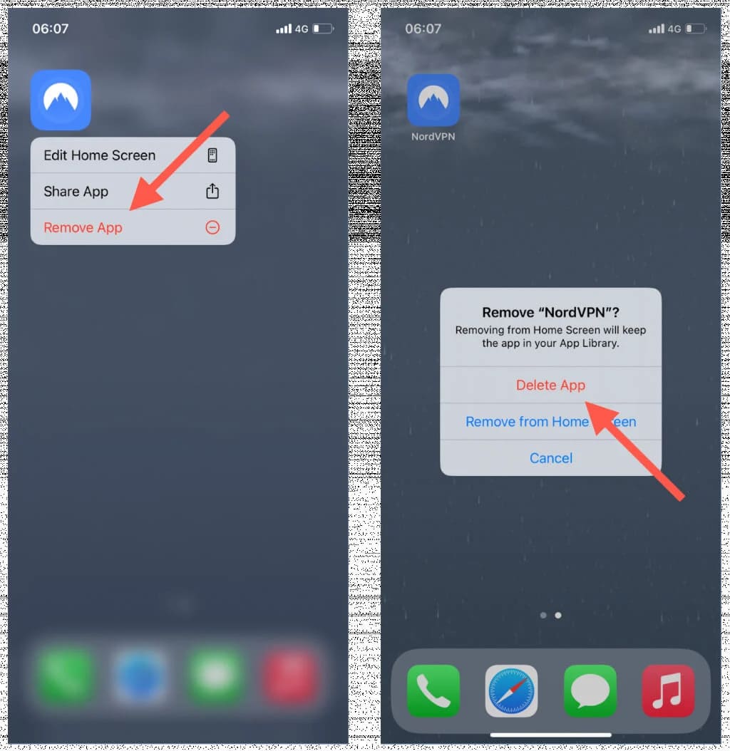 Delete VPN app IOS