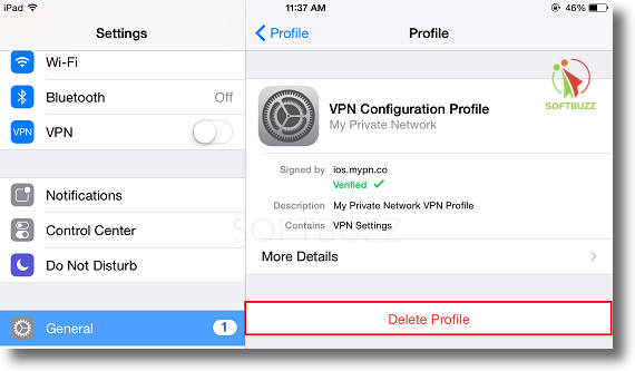 IOS delete VPN profile