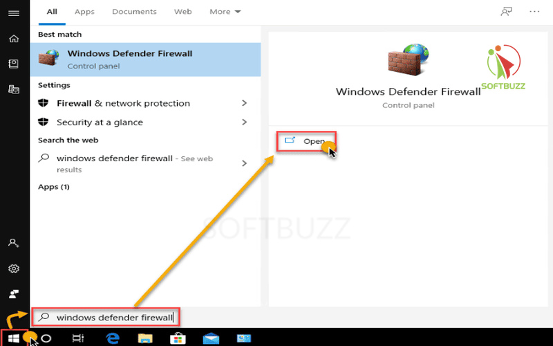 Open Windows Defender Firewall
