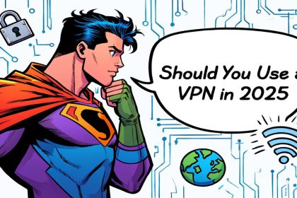 Comic style hero deciding on VPN