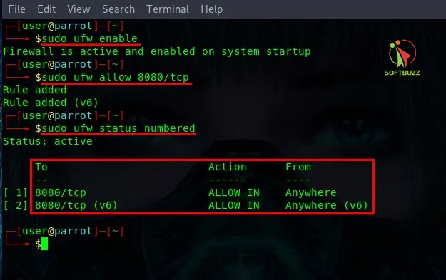 Allows TCP traffic on port 8080