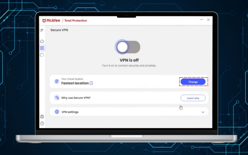 Choose or switch server location